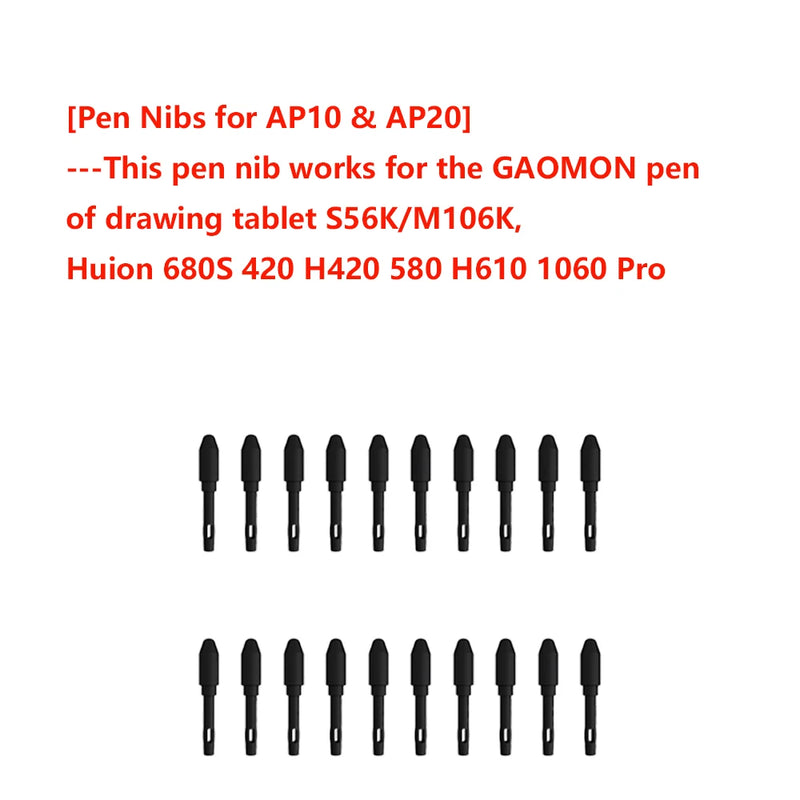 10 / 20 Pack Replacement Nibs For GAOMON ArtPaint Pen AP10 / AP20  AP31/ AP32 / AP40 / AP50, Graphics Tablet for Drawing Stylus
