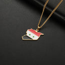 Syria National Map Shapes Drop Oil Color Pendant Necklaces for Women Man Stainless Steel Peace Lovers Jewelry Accessories Gift