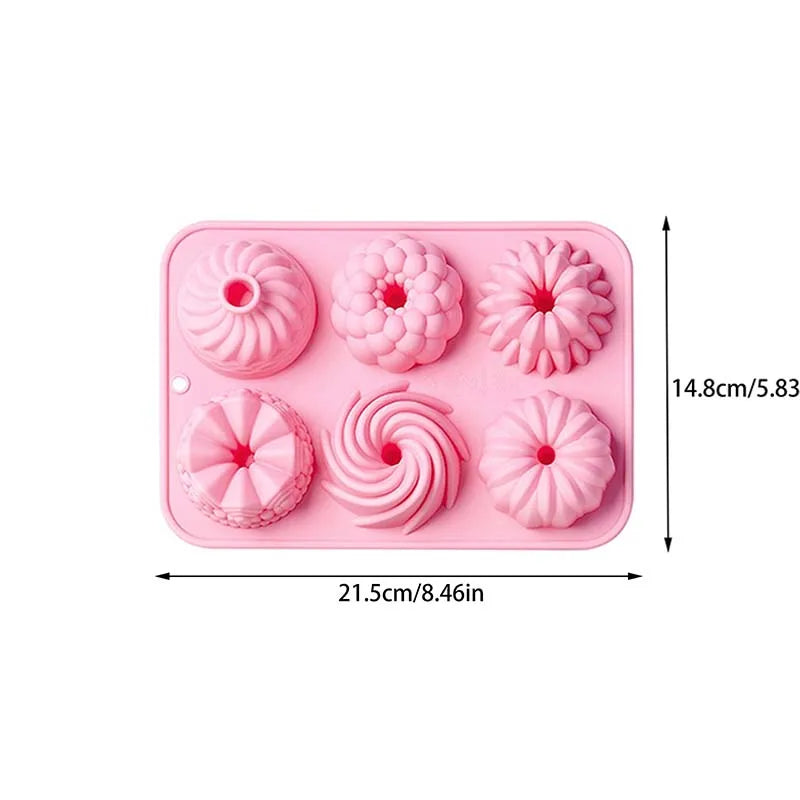 6 Donut Cake Silicone Molds Kitchen Baking Cookie Mold High Temperature Resistant Baking Tray Donut Making Mold Cake Accessories