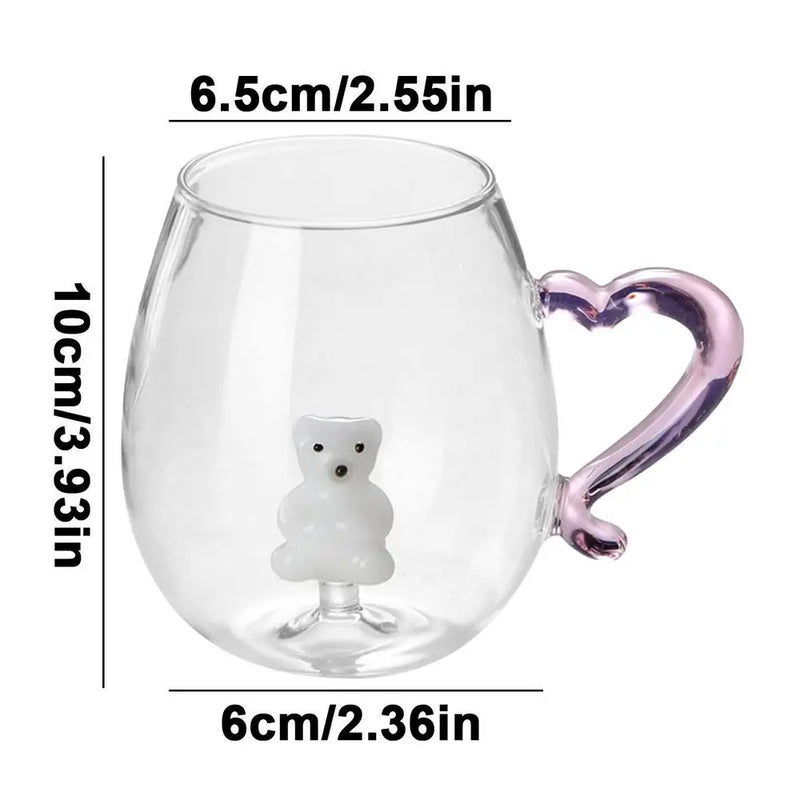 3d Animal Glass Cup 400ml Christmas Theme Animal Inside Glass Christmas Drinking Glasses Cartoon Animal Shape Glass Coffee Mug