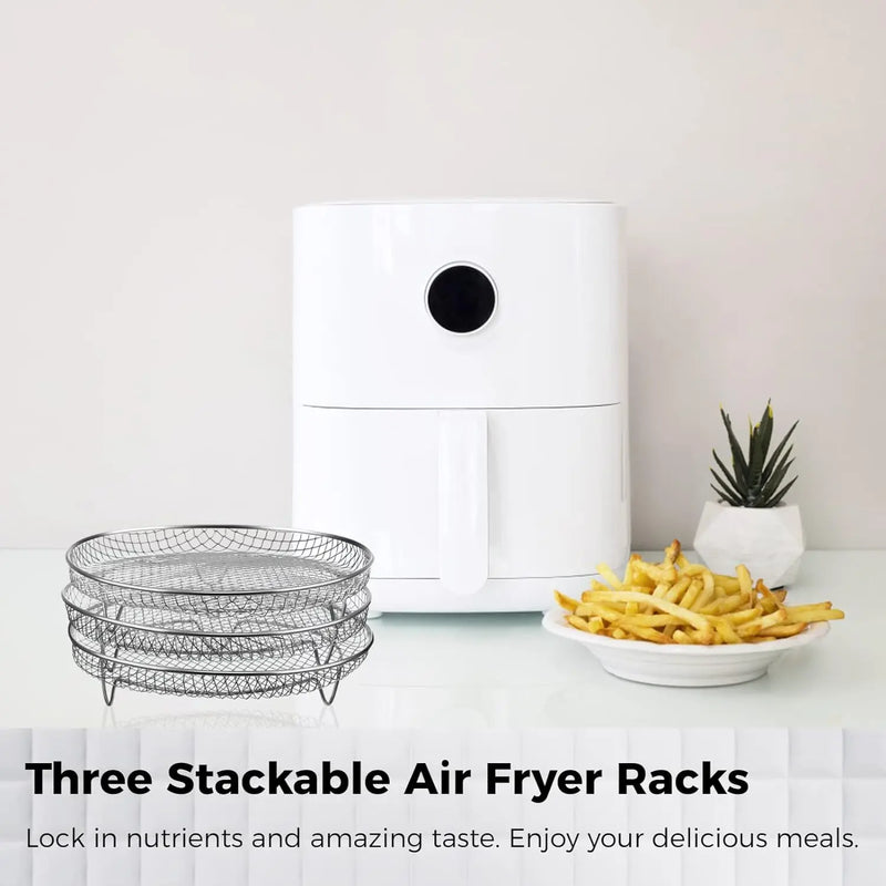 8 inch Air Fryer Racks, Air Fryer Universal Accessories, Baking Rack,Round Stackable Grill, Fit All Airfryer 4.2Qt - 5.8Qt