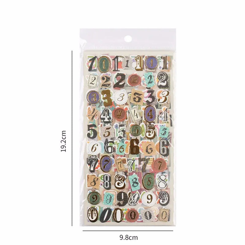 6 sheets/lot English Alphabet Number Retro Sticker Album Diary Decoration DIY Decorative Stickers Handmade Stickers Scrapbooking