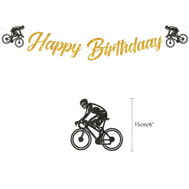 Bike Game Birthday Decorations Bicycle Garland Banner Cycling  Rider Cupcake Toppers Boy Birthday Baby Shower Party Decoration