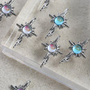 3D luxury zircon Star cross Nail Metal Charms 10pcs mermaid  bead nail jewelry  11*18mm Aolly Nail Art Crystal Gems Decorations