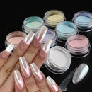 White Chrome Nail Fairy Powder Iridescent Glitter Aurora Mirror Pigment Holographic Nail Art Dust Manicure Nail Accesories NFX01