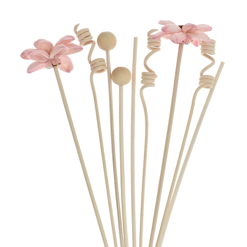 NEW 9PCS Pink Flowers Lotus Rattan Reed Diffuser Fragrance Sticks Artificial Flowers Rattan Stick Diy Ornaments Home Decor