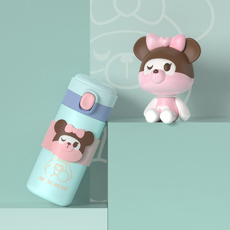 Cute Hot Water Bottle 304 Stainless Steel Cartoon Tumbler Thermos Bottle Coffee Mug Travel Insulated Tumbler Tea Cup Brand Flask