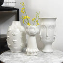 Scandinavian White Ceramic Vase Decoration Home Decoration Crafts Modern Interior Decoration Countertop Vase Art Face Shape Vase