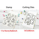 Birthday Cake Cute Frog Fox Animals Cutting Dies and Clear Stamps Bottle Thank You Words Dies For DIY Scrarpbooking Paper Craft