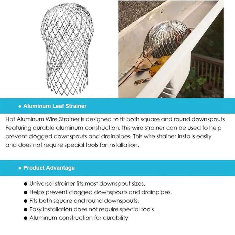 Rain Leaf Gutters Roof Guard Filters 3 Inch Expand Aluminum Strainer Stops Blockage Leaf Drains Debris Drain Net Gutter Cover