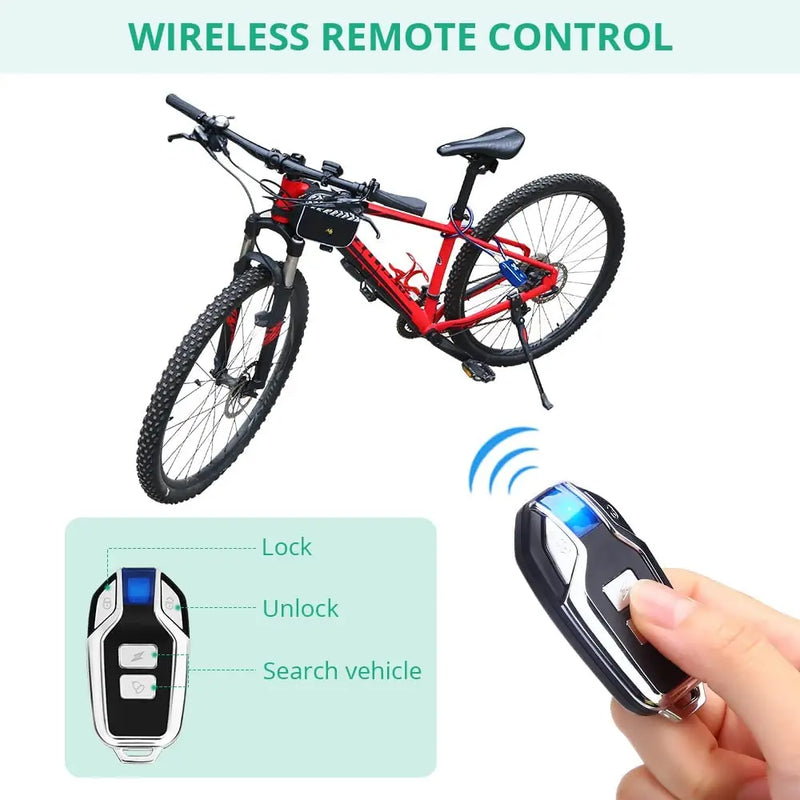 WSDCAM Bike Lock Anti-Theft Security Wireless Remote Control Alarm Lock 4-Digit Password Alarm IP55 Waterproof for Oudoor