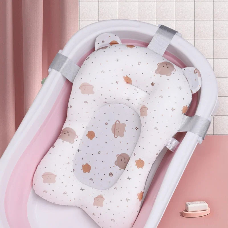 Cartoon Baby Shower Bath Tub Pad Non-Slip Newborn Bathtub Mat Safety Nursing Foldable Support Comfort Body Cushion Mat Pillow