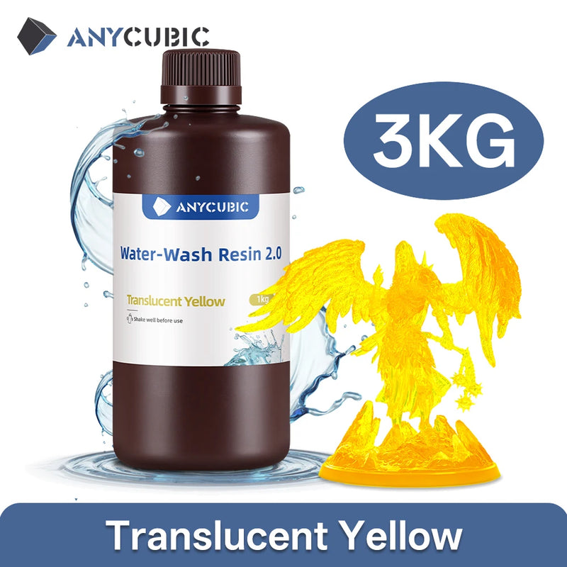 ANYCUBIC Water-Wash Resin 3kg High Precision Low Odor Low Viscosity 3D Printing Standard Photopolymer For LCD 3D Printer