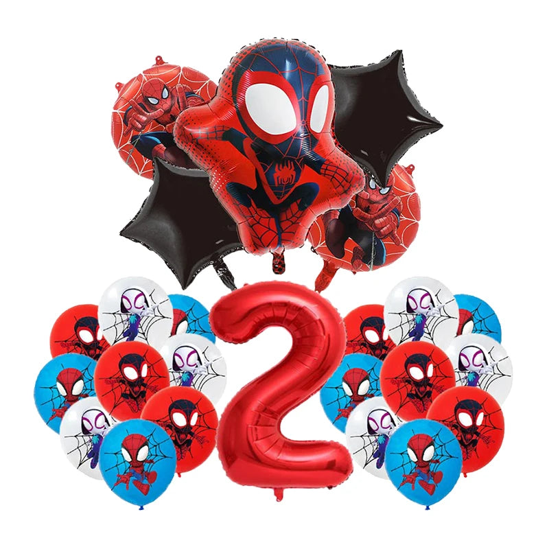 Spiderman Birthday Decorations New Spiderman Aluminum Film Balloon Disposable Tableware Party Plates Straw Supplies Baby Shower