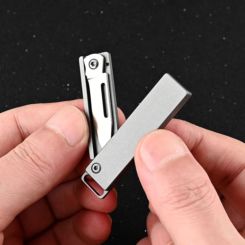 Titanium Alloy Mini Folding Knife High Hardness D2 Steel Sharp Knife With Keychain Pendant Disassembly Express Open Box EDC Tool