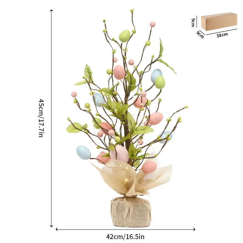 LED Light Easter Decoration Easter Egg Tree with Lamp Home Desktop Window Ornament  Kit Toy Table Living Room Party Decor 2024