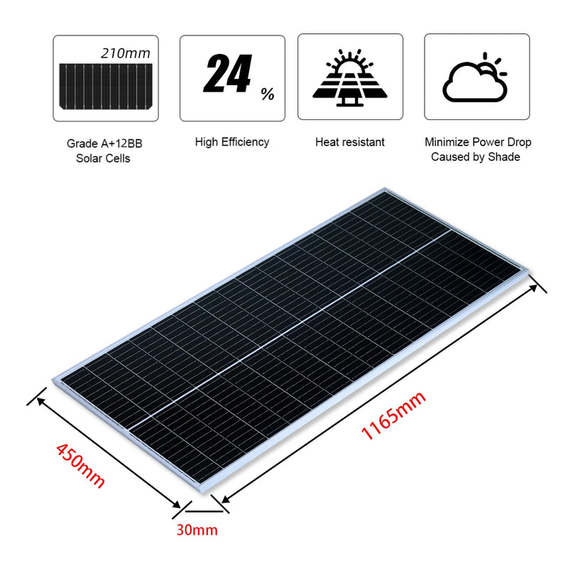 Solar Panel 100W 200W 140W 280W Rigid Glass Solar Panel 12V24V Battery Charge Panneau Solaire 1000W Kit Solar Generator For Home
