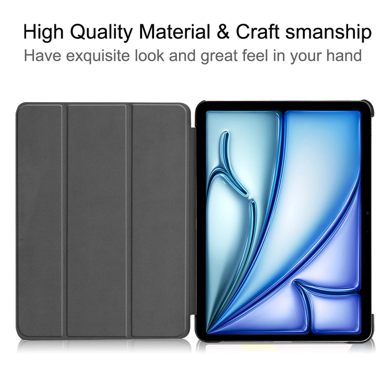 For iPad Pro 13 2024 Case Folio Stand PU Leather Smart Sleep Wake Magnetic Cover for Apple Pro 13 inch Hard Tablet Case Funda