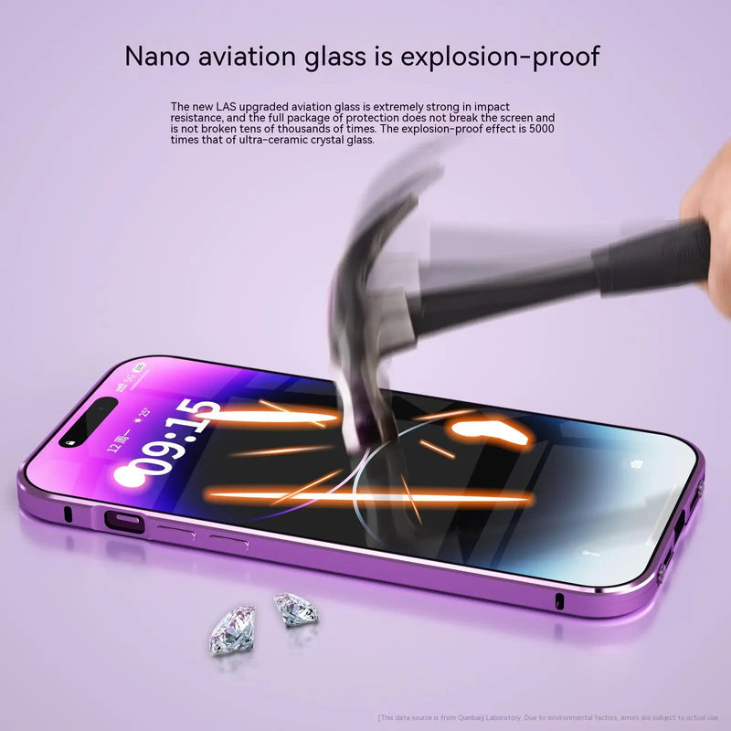 Magnetic Metal Flip Case for iPhone 15 14 13 12 11 Pro Max Metal aluminum alloy Full Tempered Glass Transparent Protector Cover
