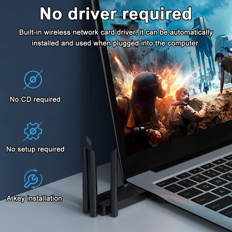 USB 3.0 WiFi Adapter 1300Mbps For Bluetooth 5.0 Dual Band 2.4G/5GHz USB Network Card Wireless Receiver For Laptop PC Accessories