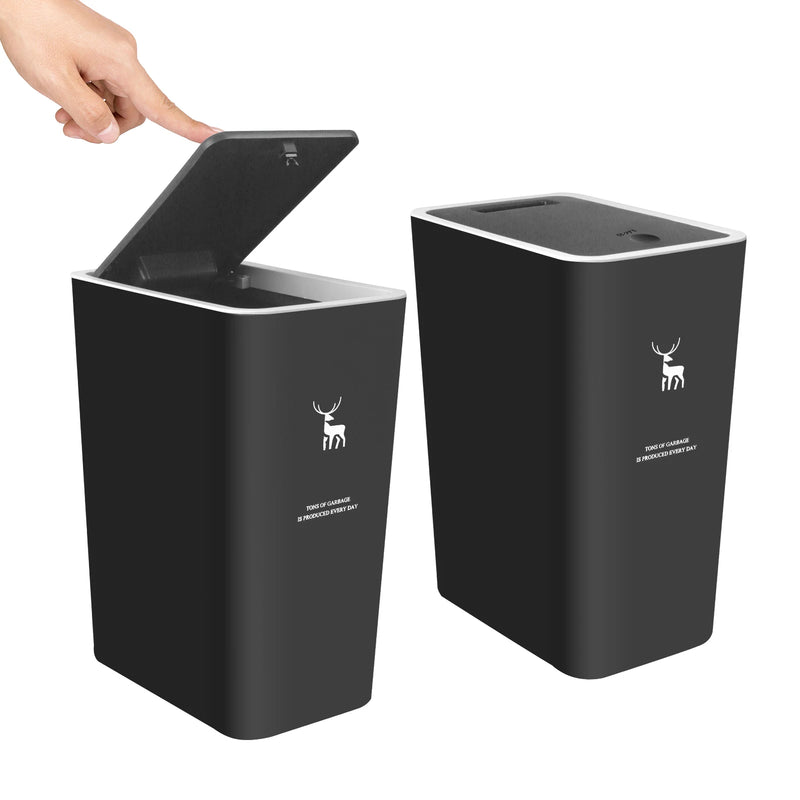 Trash Can with Lid, 3 Pack 4 Gallons/15 Liters Garbage Can with Press Top, Small Trash Can Dog Proof, Plastic Trash Bin, Waste