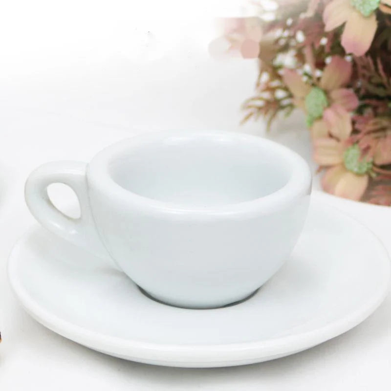 New Thickened Round Mouth White Espresso Italian Coffee Concentrate Cup Saucer 50ml Thick Insulated Ceramic Coffee Cup Porcelain