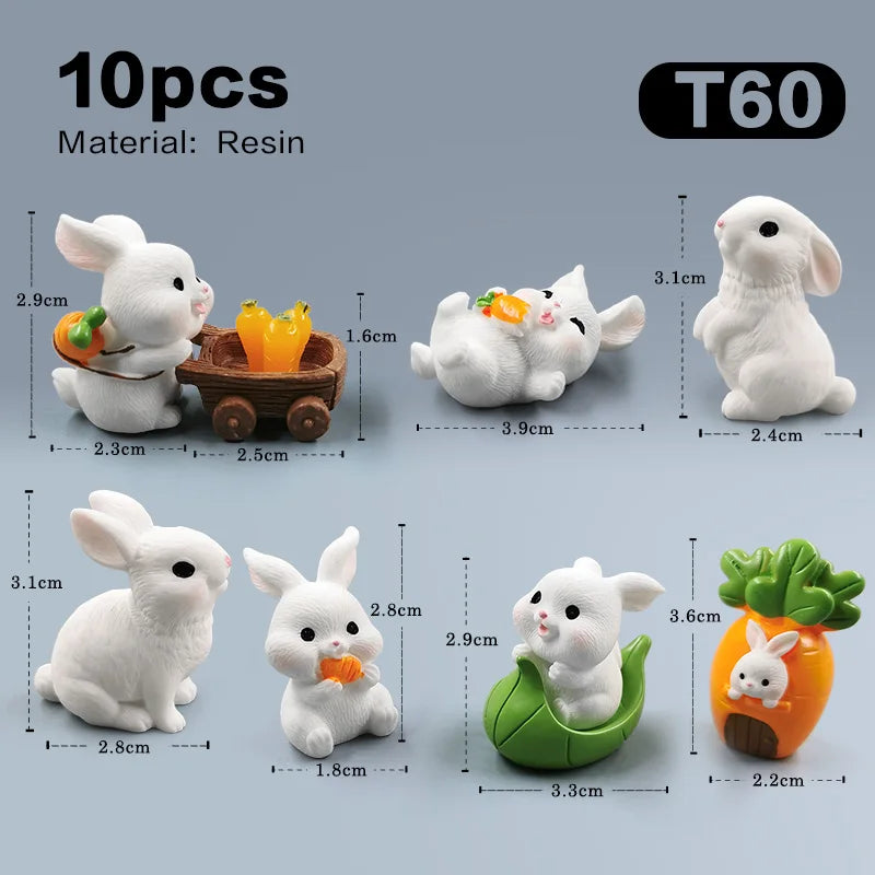 2025 Hot Easter Rabbit Figurine Landscape Home Kawaii Room Decor Dollhouse Miniature Fairy Garden Decoration Accessories Modern
