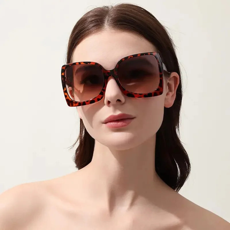 Square Oversized Sunglasses Woman Vintage Luxury Sun Glasses For Female Big Frame Gradient Mirror Retro Oculos De Sol Gafas