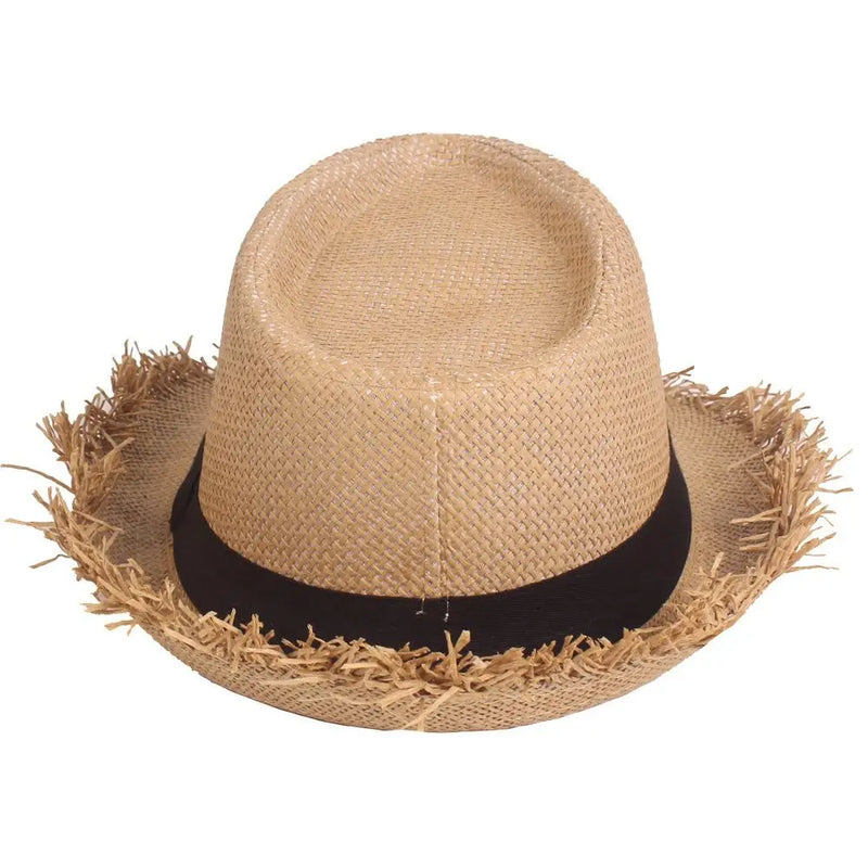 Straw Sun Hat Mens Womens Casual Breathable Cowboy Wide Brim Jazz Hat Sun Protection Fashion Beach Caps Summer