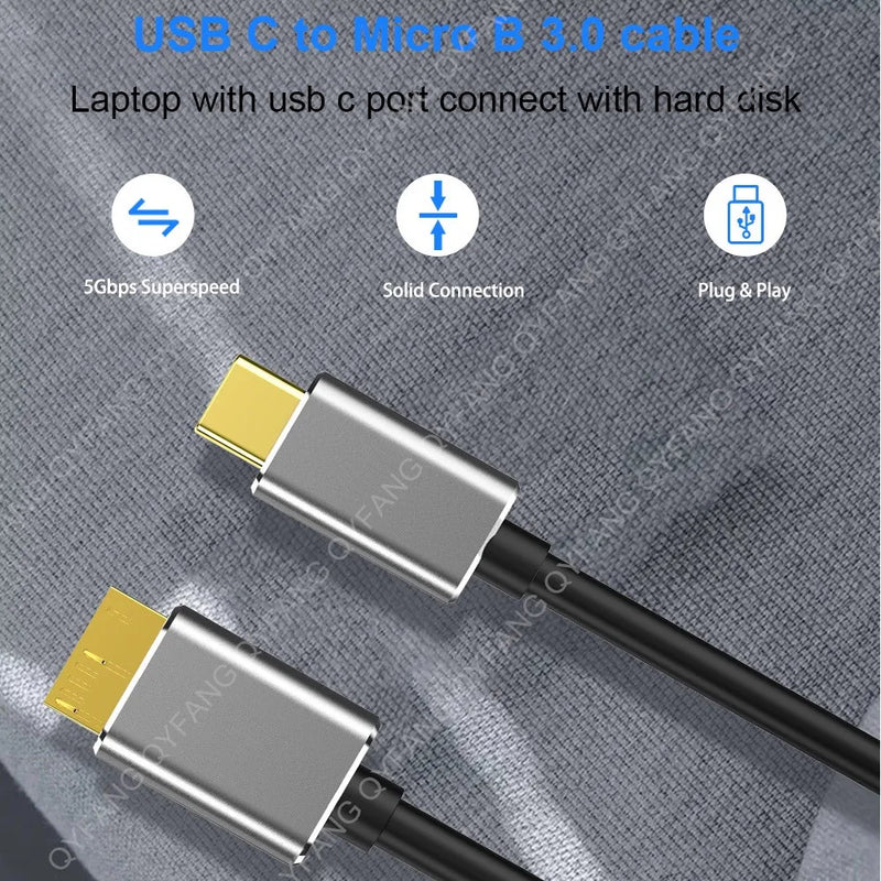 Micro B Cable USB3.1 Hard Disk Cable Type C USB3.0 USB C Micro B Cable for Samsung Seagate WD HDD SSD External Hard Drive Cable