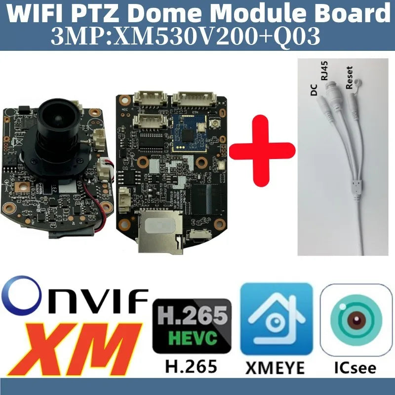 WIFI PTZ Audio 4/3MP IP Camera Module Board M12 Lens IRCut XM530AI+SC401AI Wireless For Speed Dome Icsee XMeye CMS onvif P2P