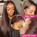 13x4 Brown Lace Front Human Hair Wigs Pre Plucked With Baby Hair Chocolate Color Bone Straight Human Hair Lace Frontal Wigs