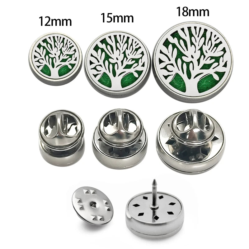 1pc 12mm/15mm/18mm Brooches Cufflinks Diffuser Clip Aromatherapy Clip Essential Oil Locket Stainless Steel Buckle for Women Men