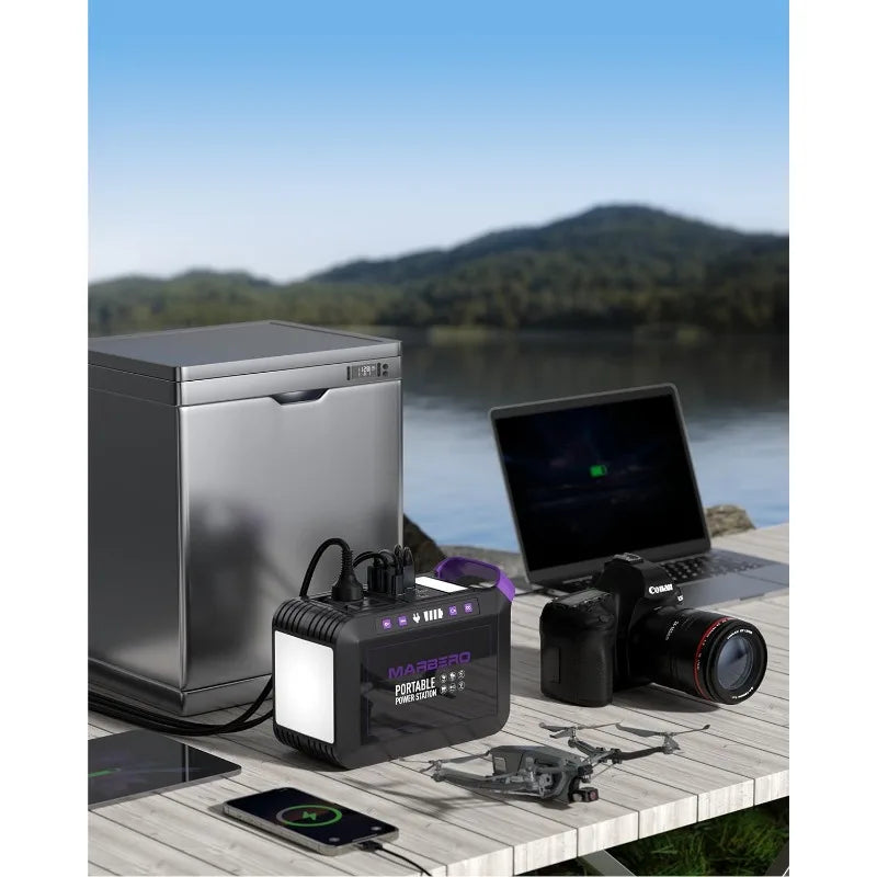 Portable Power Station 300W MARBERO 237Wh Camping Solar Generator Backup Lithium Battery with Pure Sine Wave 110V AC Outlet