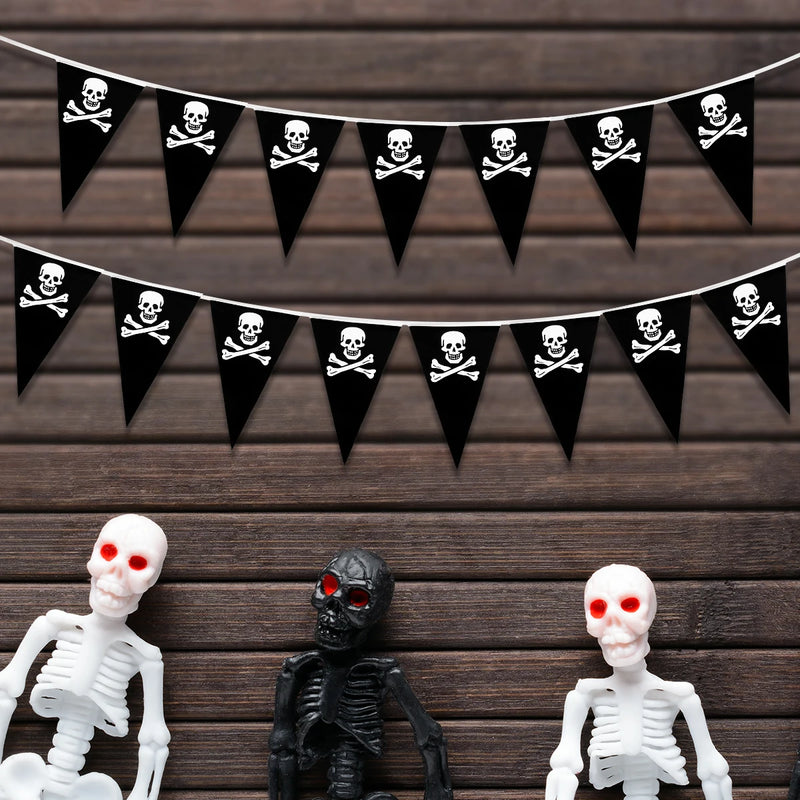 5m Pirate Banner Pirate Birthday Party Decorations Pirate Ship Skull Pennant Flags Triangle Banner for Halloween Party Decor