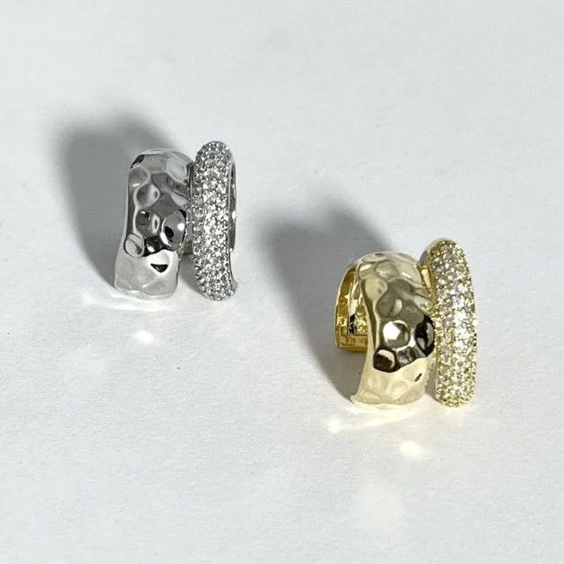 Punk Zircon Double-layer Ear Cuff No Piercing Earrings Trendy Unique Metal Geometric Ear Clip for Women Jewelry Gifts