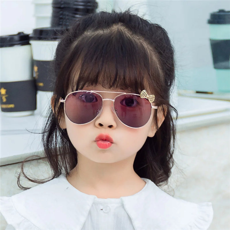 Kids Cute Sunglasses Metal Frame Children Sun Glasses Fashion Girls Outdoor Cycling Goggles Party Eyewear Photography Supplies