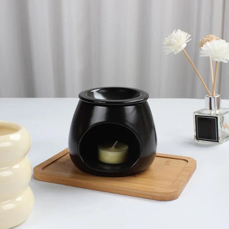 Nordic Style Porcelain Essential Oil Burner Candle Holder Oil Lamp Aroma Censer for Indoor Smell Supply Home Decor