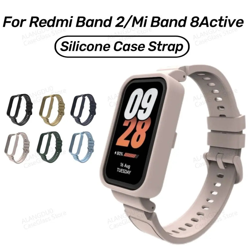 Silicone Case Strap For Redmi Band 2 SmartWatch Wristband Strap Replacement Sport Bracelect On Xiaomi Mi Band 8 Active Accessory