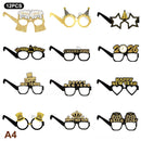 2026 New Year Paper Glasses 6/12pcs Festive New Year's Eve Party Glasses Fun Photo Props Party Eve Decoration Universal Size