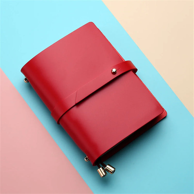 Soft PU Leather A5 Notebook Passport Style Solid Color Creative Fresh Loose-Leaf Notepad Student Stationery Diary Book 135x105mm