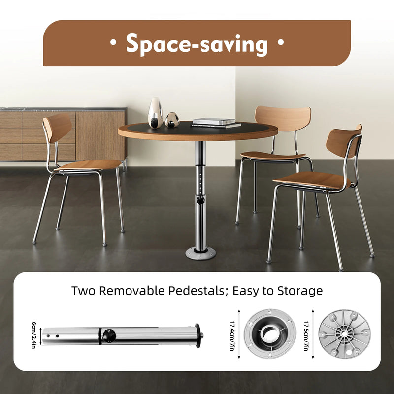 Aluminum Adjustable Table Pedestal Kit Detachable Table Base Stand Leg Base Mount Frame for Caravans, Motorhomes, Yachts