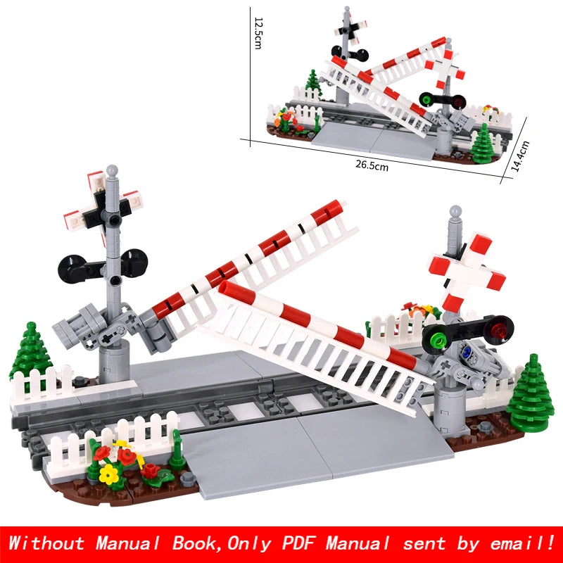 MOC Creative Expert City Train Traffic lights Railing Crossing Railway Express Bricks Building Blocks DIY Toys for Kids gifts