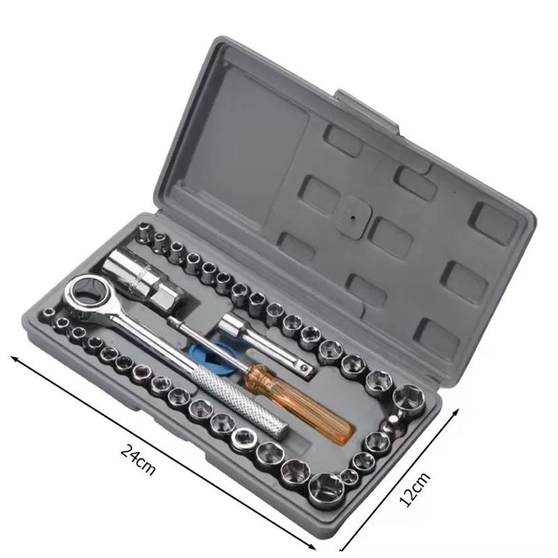 Caixa Maleta Ferramentas Catraca Soquetes Com 40 Peças