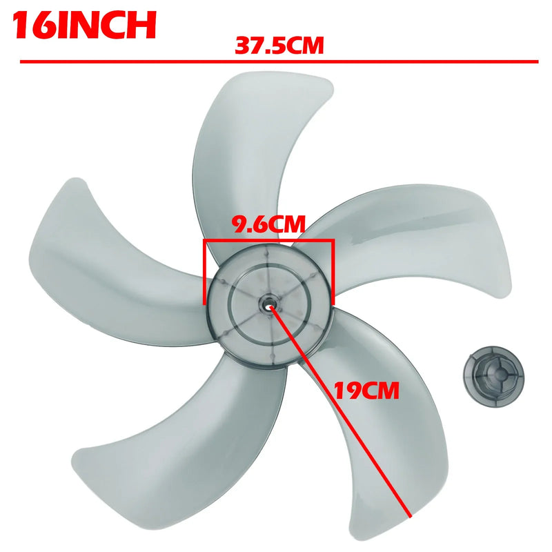 16 Inch  Household Plastic  Fan Blade  Five Leaves  With Nut  Cover For Pedestal Standing Pedestal Fan Blades Accessories