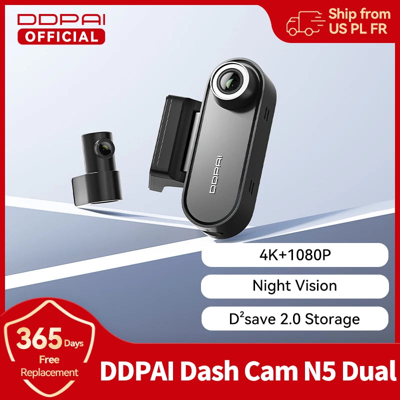 DDPAI Dash Cam N5 Dual Front and Rear 4K Ultra HD Resolution Dash Camera NightVIS ADAS GPS Auto record