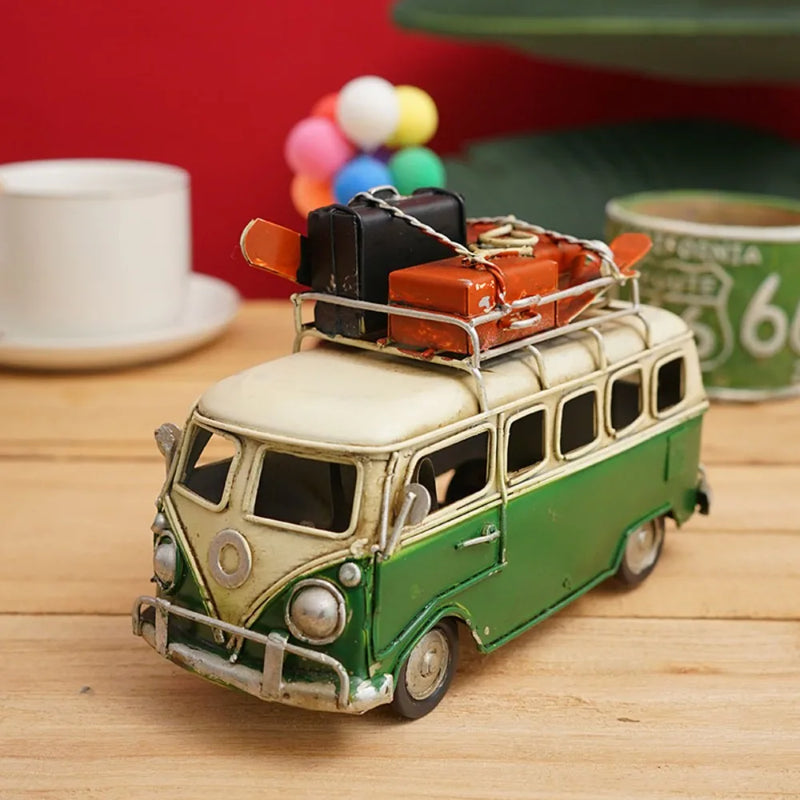 Retro Campervan Model Nostalgic Old Object Large Metal Iron Art Bus Piggy Bank Gift Desktop Decoration Camper Van Model Bar