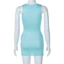 Casual Knit Y2K Streetwear Short Mini Beach Dress Sundress Women Summer 2024 Bodycon Sleeveless Party Club Dresses Outfits Gift