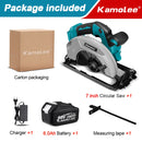 Kamolee 7 inch 21V 6.0Ah 6000mAh Electric Circular Saw  for Home DIY Compatible Makita 18V Battery