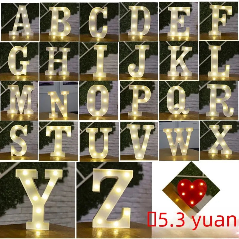 Ins Hot Sale 26 English Letter Led Light Design Lamp For Wedding Birthday Colorful Light Proposal Confession Surprise Night
